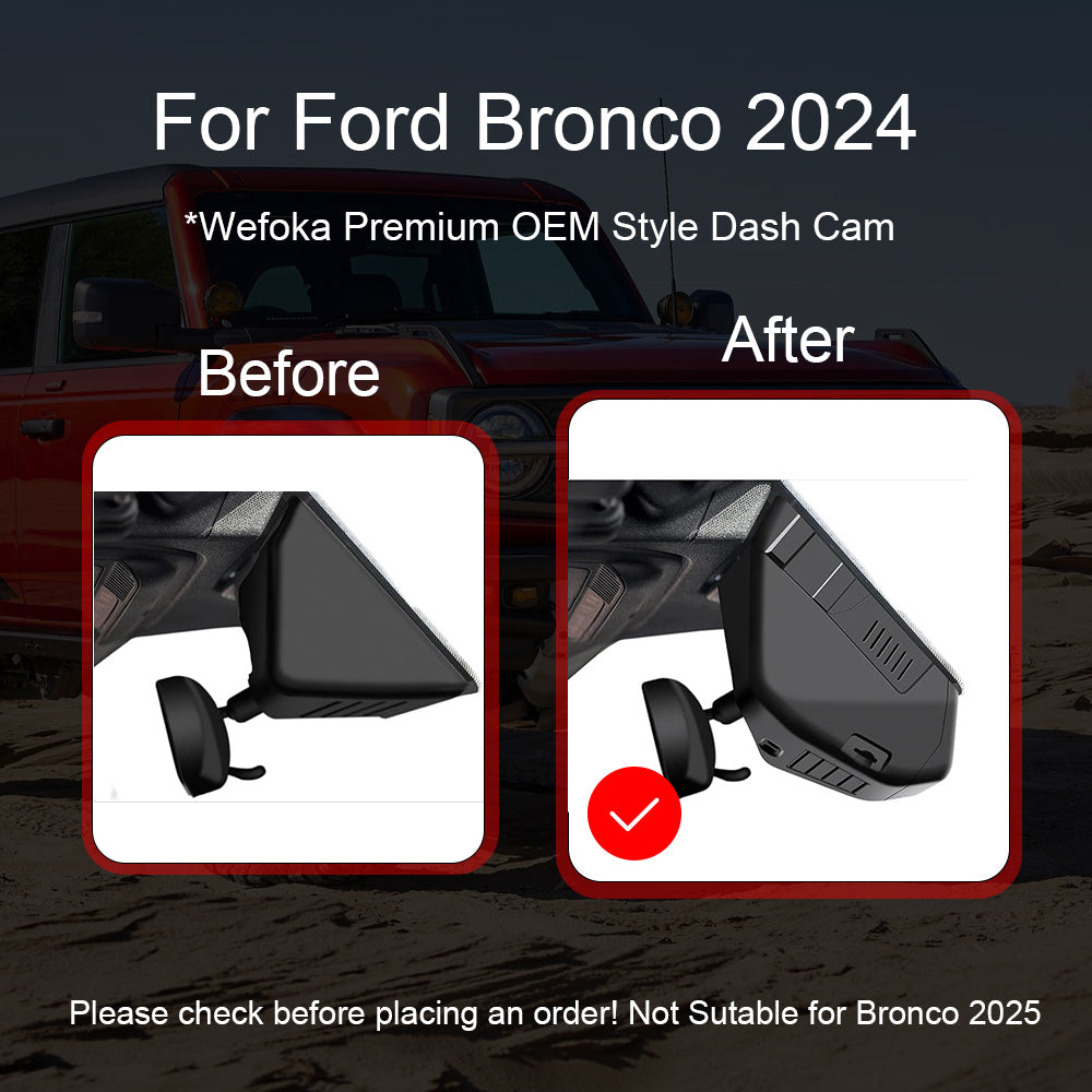 OEM Style Dash Cam Suitable for Ford Bronco 2021-2024