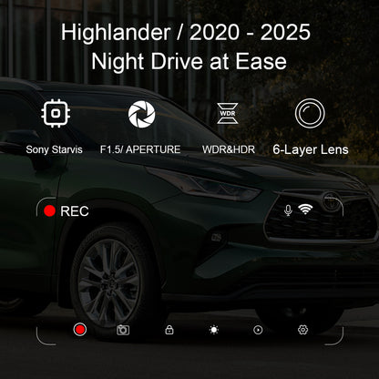 OEM Style Dash Cam Suitable for Toyota Highlander 2020-2025